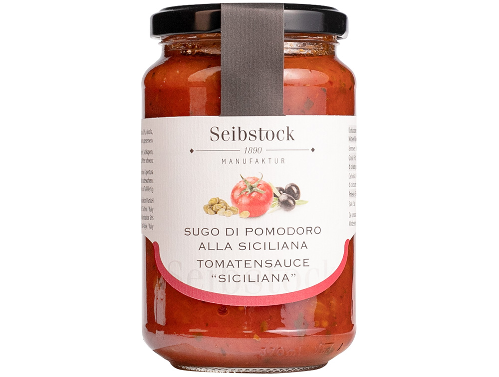 Tomatensauce Siciliana mit Oliven und Kapern - Seibstock Manufaktur